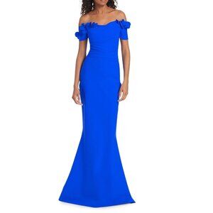 CHIARA BONI LA PETITE ROBE Women's Yiana Floral Appliqué Gown In Blue Klein